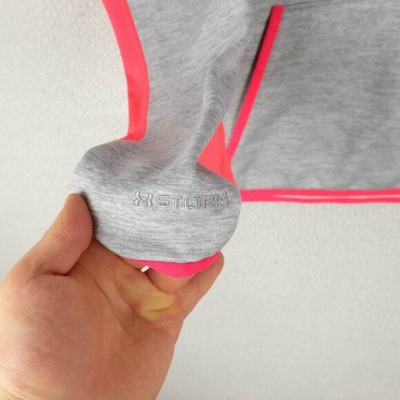 Under Armour Hoodie Womens Medium Gray Prink Cold Gear Pullover Storm Sporty - Picture 4 of 10